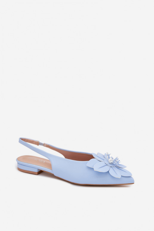 Sandales pour femmes avec des talons largesDekoracyjnym Une fleur couleur bleue Telivette