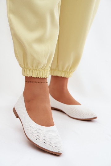 grille Ballerines en tissu Féminin couleur blanche Sarina