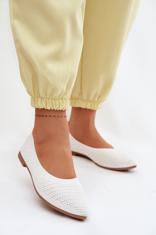 grille Ballerines en tissu Féminin couleur blanche Sarina