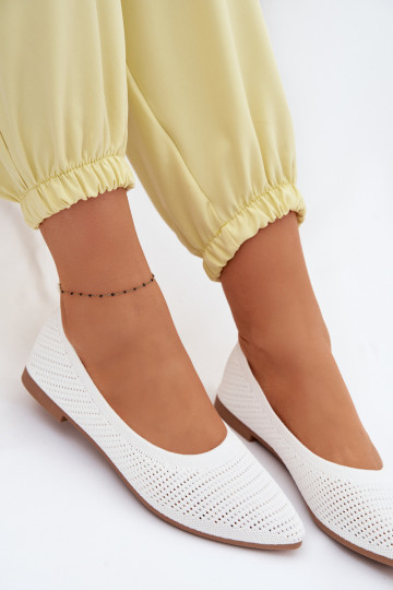 grille Ballerines en tissu Féminin couleur blanche Sarina 2