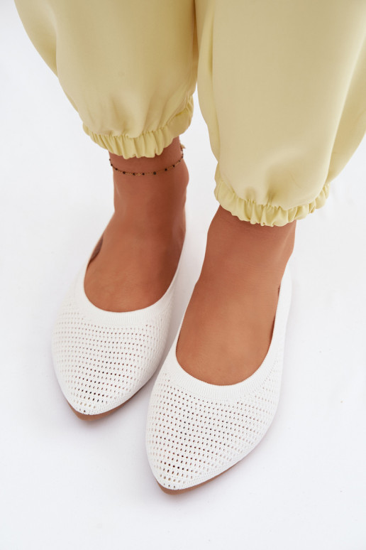 grille Ballerines en tissu Féminin couleur blanche Sarina
