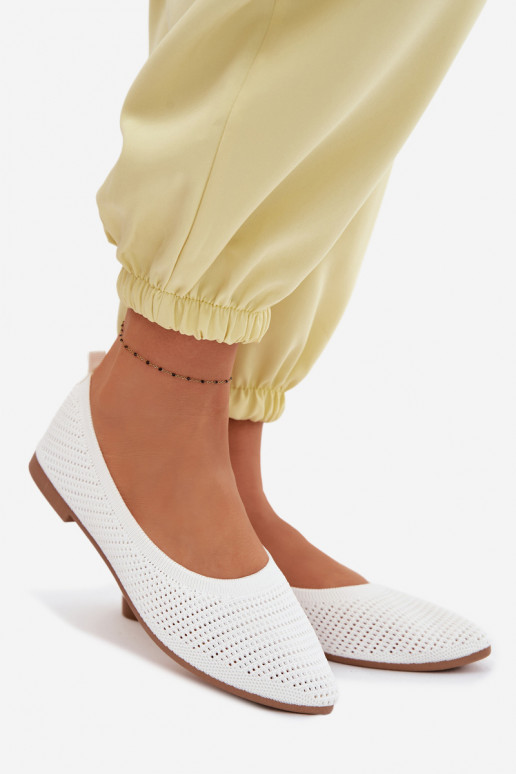 grille Ballerines en tissu Féminin couleur blanche Sarina