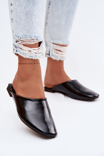 Chaussons noirs en simili cuir à semelle plate Romelle 2