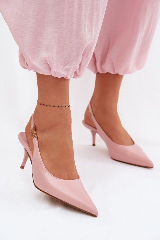 Sandales pour femmesImitacji Skóry avec des talons fins couleur rose Jelissey