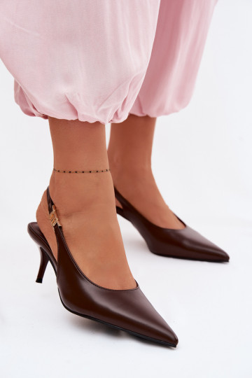 Sandales couleur chocolat en simili cuir avec talons fins Jelissey 2