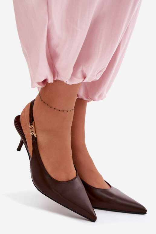 Sandales pour femmesImitacji Skóry avec des talons fins CzekoladoÀe Jelissey