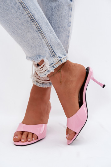 avec effet vernis ChaussonsImitacji Skóry avec des talons fins couleur rose Melissea 2