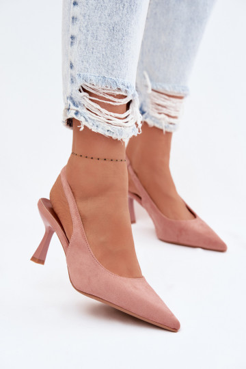 Sandales roses pour femmes avec des talons fins en daim synthétique Saria 2