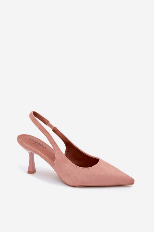 Sandales pour femmes avec des talons finsImitacji en daimu couleur rose Saria