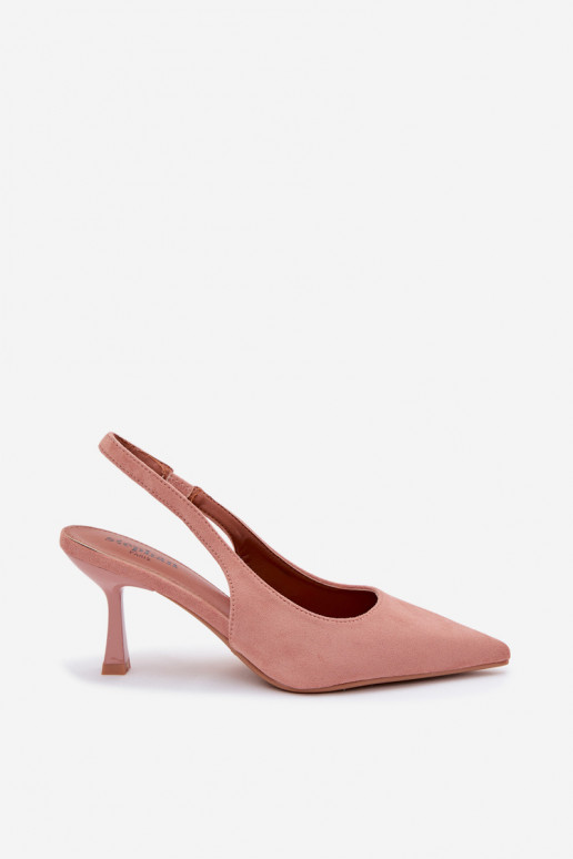 Sandales pour femmes avec des talons finsImitacji en daimu couleur rose Saria
