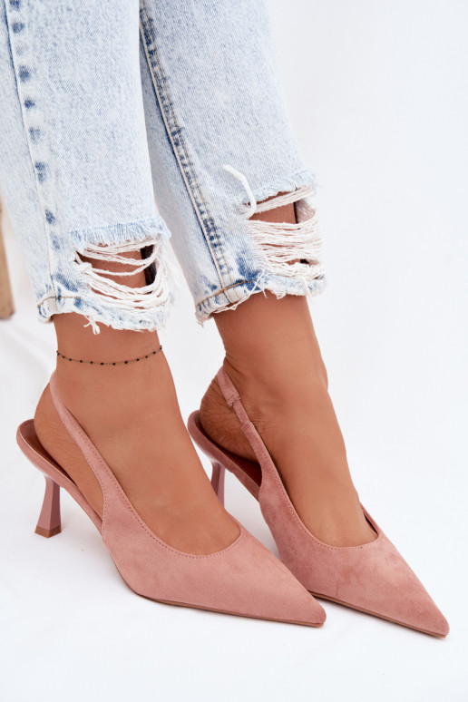 Sandales pour femmes avec des talons finsImitacji en daimu couleur rose Saria