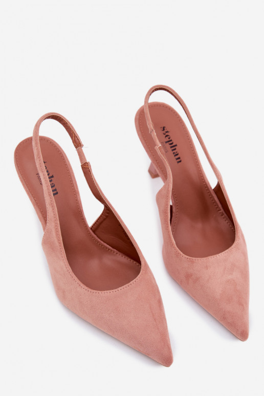 Sandales pour femmes avec des talons finsImitacji en daimu couleur rose Saria