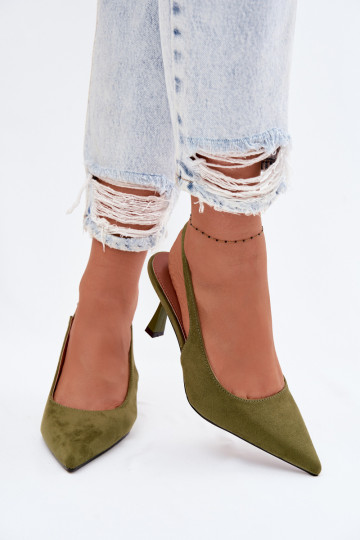 Sandales pour femmes avec des talons finsImitacji en daimu couleur verte Saria