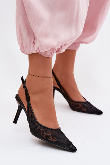 avec des motifs de dentelle grille des sandales avec des talons fins couleur noire Il fautvia 2