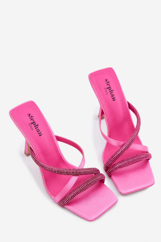 Pantoufles pour femmes avec des talons fins Bandes avec des yeux qui clignotent couleur rose Karima