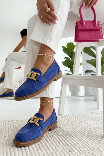 Mocassins bleus avec boucle décorative Leopoldyna