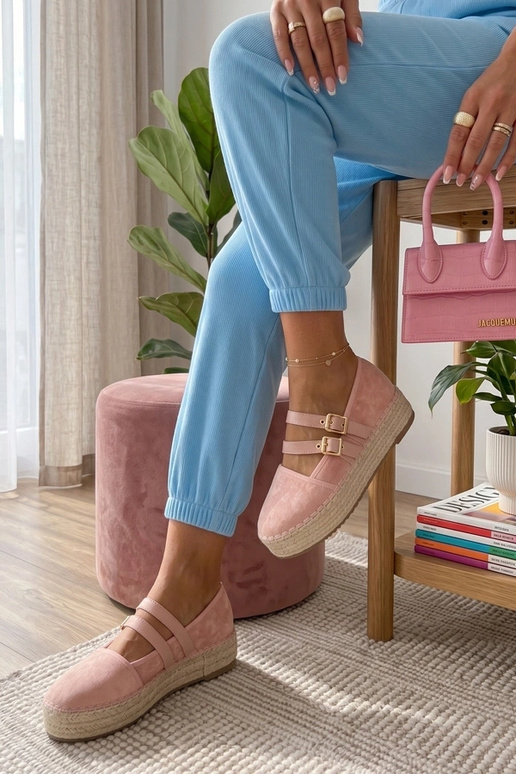 Espadrilles roses à plateforme Marcelle