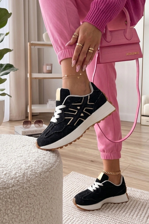Sneakers en denim noir sur plateforme Constanza