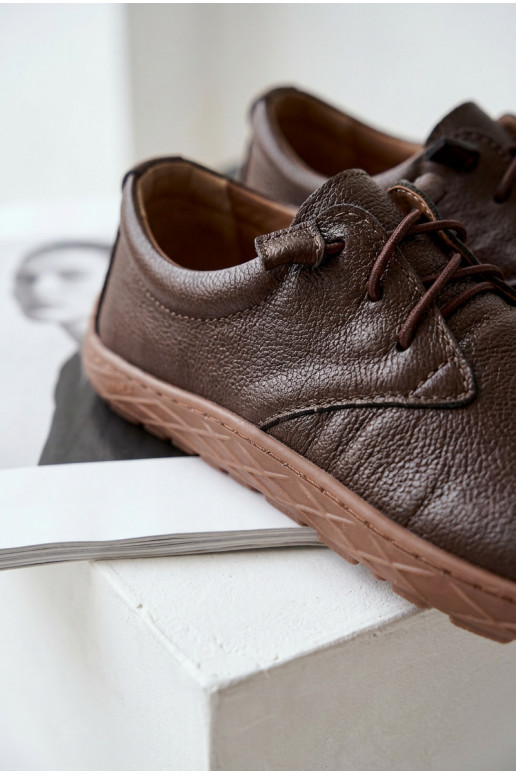 Baskets en cuir pour femmes Barefoot Zazoo 10189 chocolat