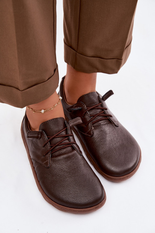 Baskets en cuir pour femmes Barefoot Zazoo 10189 chocolat