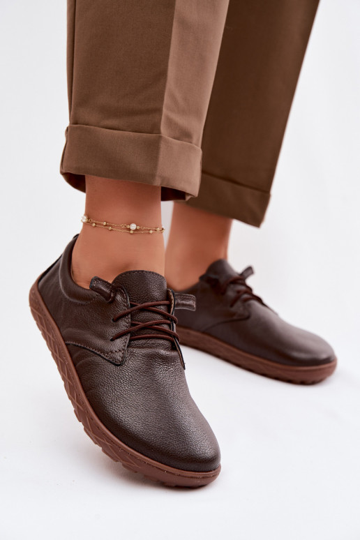 Baskets en cuir pour femmes Barefoot Zazoo 10189 chocolat