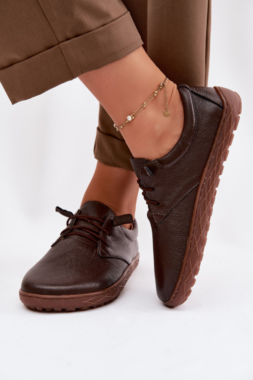 Baskets en cuir pour femmes Barefoot Zazoo 10189 chocolat