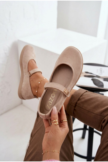 Ballerines en cuir daim Barefoot avec sangles Zazoo 10206 sable 2