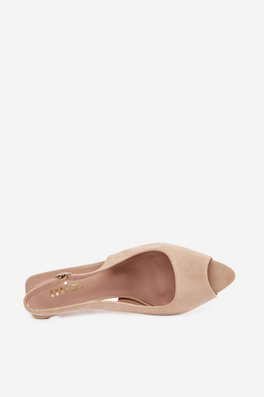 Sandales pour femmes en suédine avec des talons fins couleur sable Sevina