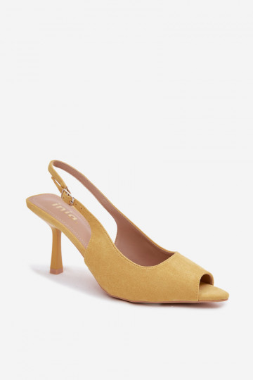 Sandales pour femmes en suédine avec des talons fins couleur jaune Sevina 2