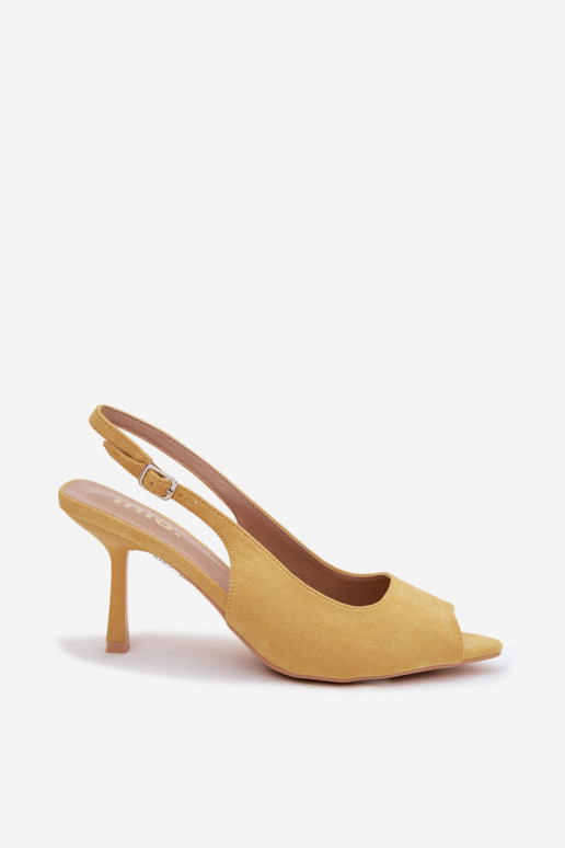 Sandales pour femmes en suédine avec des talons fins couleur jaune Sevina