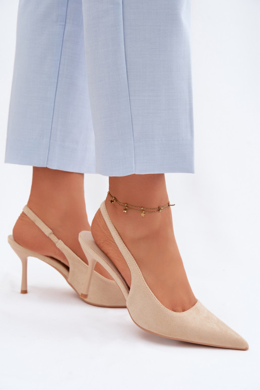 Sandales pour femmes en suédine avec des talons fins couleur sable Kevina