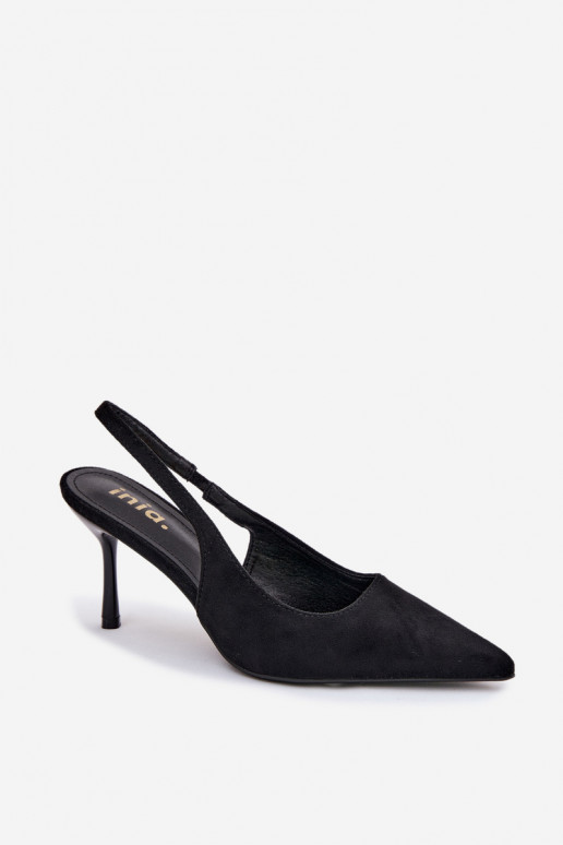 Sandales pour femmes en suédine avec des talons fins couleur noire Kevina