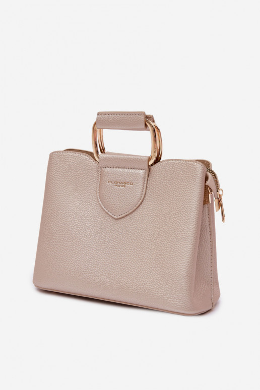 Ordinateur de poche Tronc Petit en cuir écologique couleur dorée Lorielle