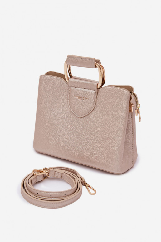 Ordinateur de poche Tronc Petit en cuir écologique couleur dorée Lorielle