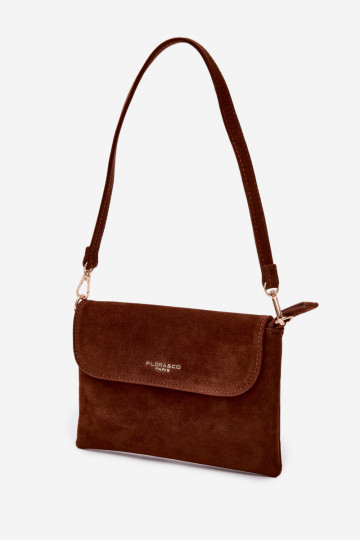 Un petit sac à mainen daim écologiqueu marron Lucelle 2