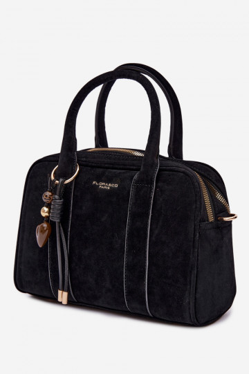 Sac de type bagage en suède artificiel avec porte-clés couleur noire Sorielle 2