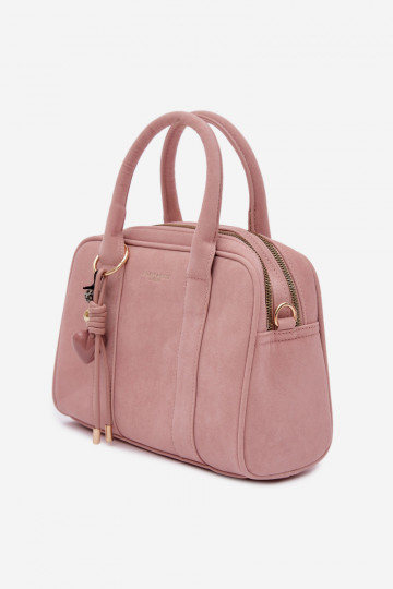 Sac de type bagage en suède artificiel avec porte-clés couleur rose Sorielle 2