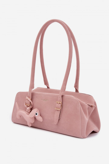 Sac en simili daim avec porte-clés couleur rose Noely 2