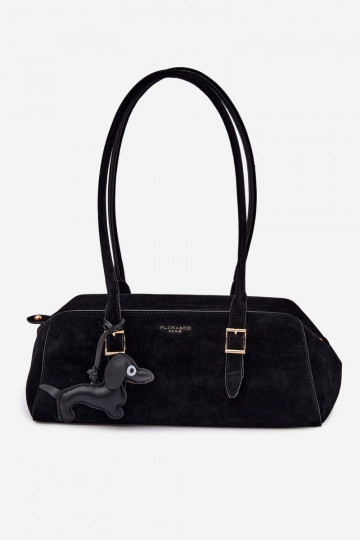 Sac en simili daim avec porte-clés couleur noire Noely