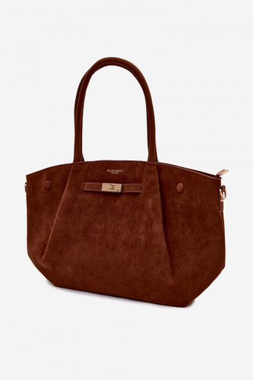 Sac de type shopper en simili daim couleur marron Nellia 2