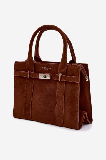 Sac de type bagage en simili daim couleur marron Noressa 2