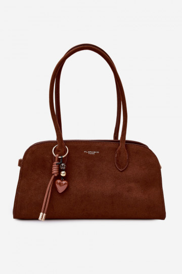 Sac avec porte-clé et fermoir en suédine couleur marron Violette