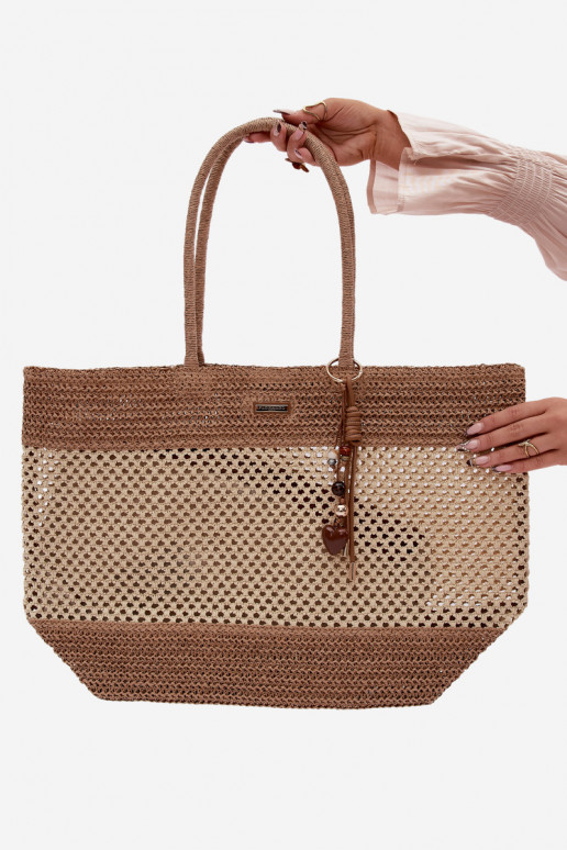 Tressé Sac à main/sac Acheteur GrandBrelokiem couleur ivoire Lucette