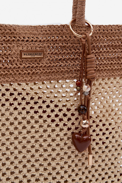 Tressé Sac à main/sac Acheteur GrandBrelokiem couleur ivoire Lucette