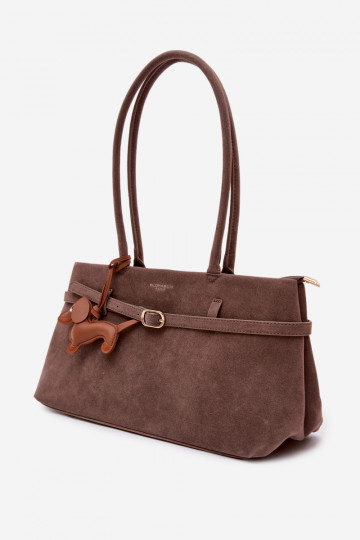 Sac avec imitation suède et fermeture éclair couleur sable foncé Noellea 2