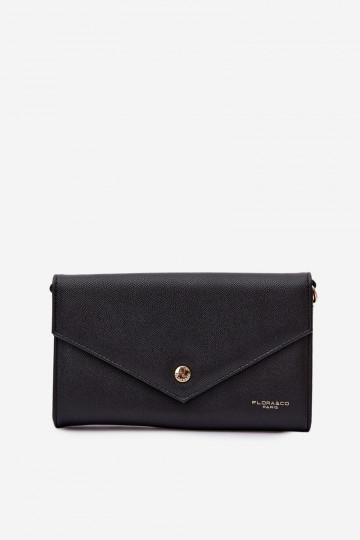 Sac enveloppe portefeuille deux en un avec bandes décoratives couleur noire Pauline