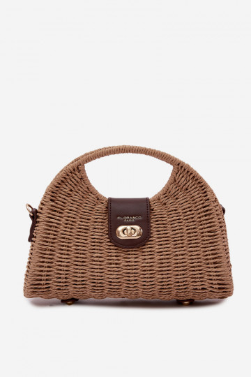 Tressé Un petit sac à main avec bandes décoratives Brun Delphine