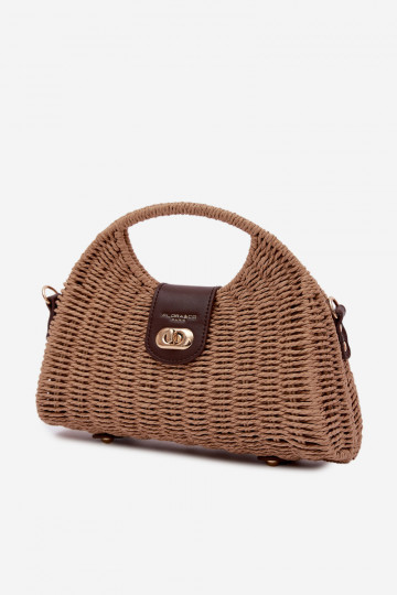 Tressé Un petit sac à main avec bandes décoratives Brun Delphine 2