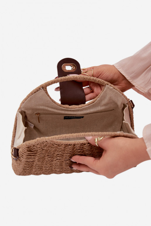 Tressé Un petit sac à main avec bandes décoratives Brun Delphine