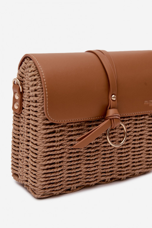 Tressé Un petit sac à main avec des chaînes Brun Renara